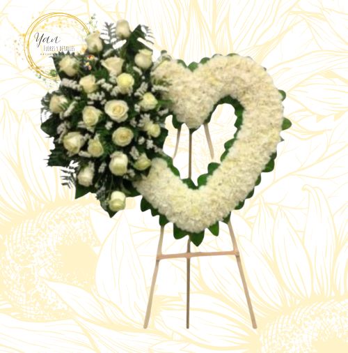 CORONA FUNEBRE CORAZON BLANCA"