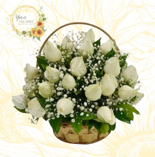 CANASTA DE 24 ROSAS BLANCAS"