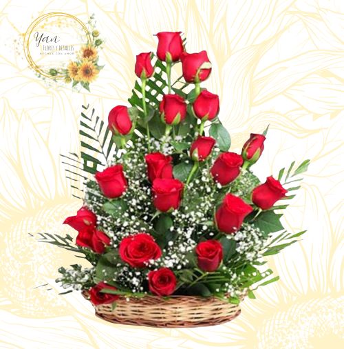 CANASTA DE 20 ROSAS ROJAS"
