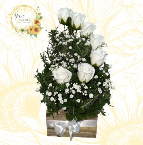 ARREGLO DE FLORES BLANCAS ETERNAS"