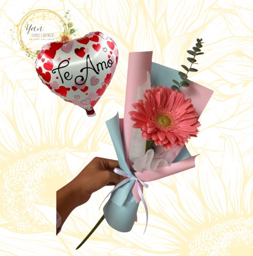 GERBERA ARREGLADO Y GLOBO