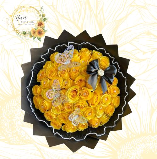 BELLO BOUQUET DE 50 ROSAS AMARILLAS""