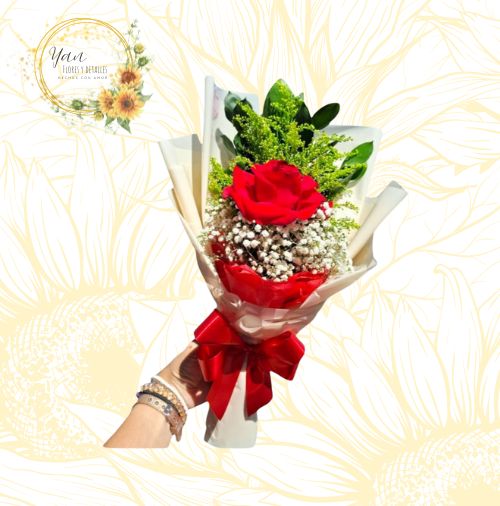 ELEGANTE ROSA ROJA DECORADA