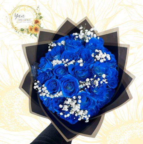 BOUQUET DE 25 ROSAS AZULES"